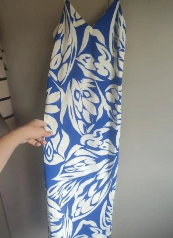 Primark vestido longo com fenda azul e branco PP – photo 2